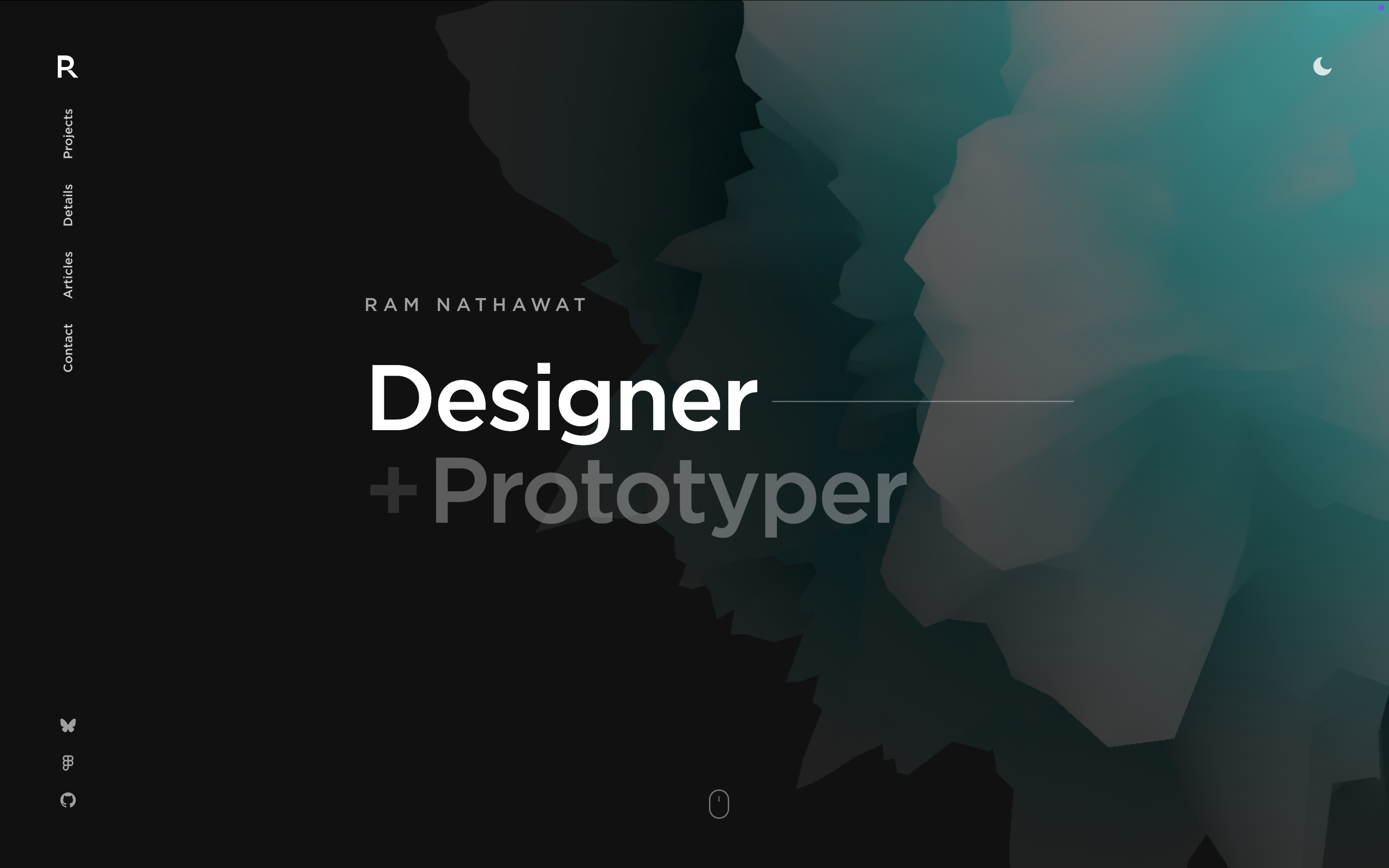 Homepage showing the scroll-driven 3D experience